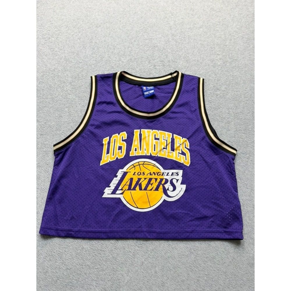 NBA Ultra Game Los Angeles Lakers Purple Mesh Cropped Jersey Tank Top Womens M